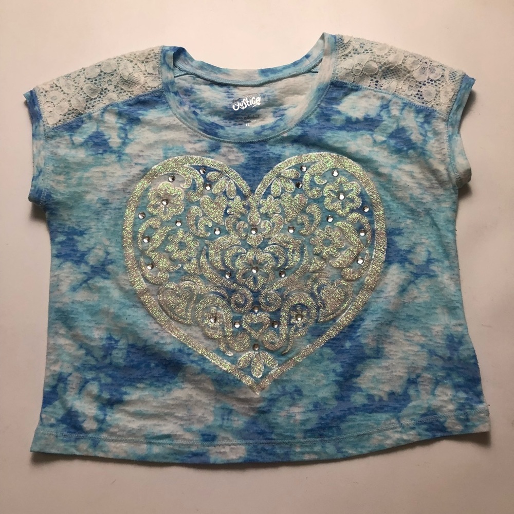 Justice Tie-Dye Blue Crop Top